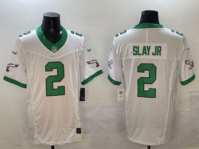 Men Philadelphia Eagles #2 Slay jr White Retro three generations 2025 Nike Vapor Limited NFL Jersey style 1